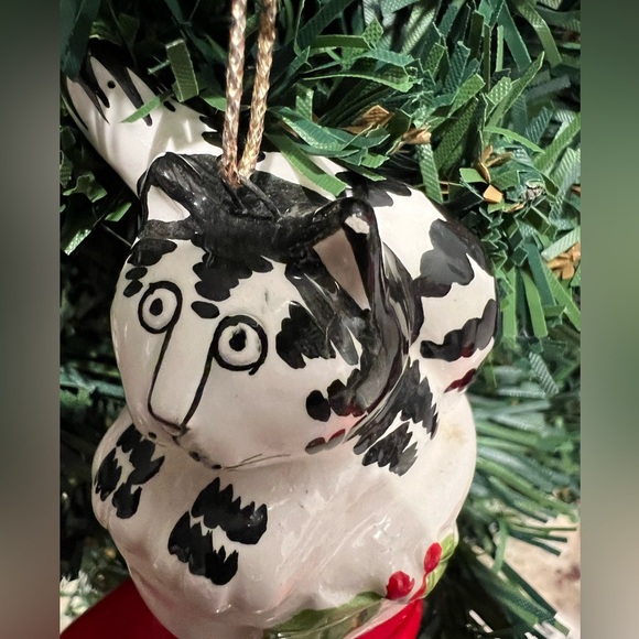 Vintage Kilban the cat Christmas ornament.  In a red stocking/santa boot. - Picture 3 of 7